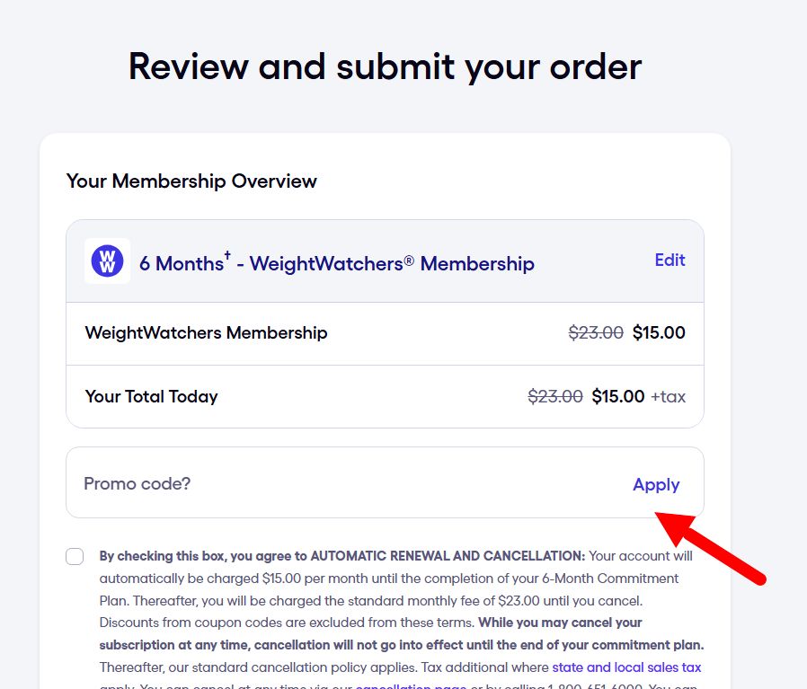 “WeightWatchers promo codes”